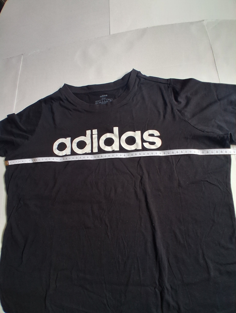 adidas Black Short Sleeve Logo Tee with White Wordmark